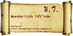 Wunderlich Tünde névjegykártya